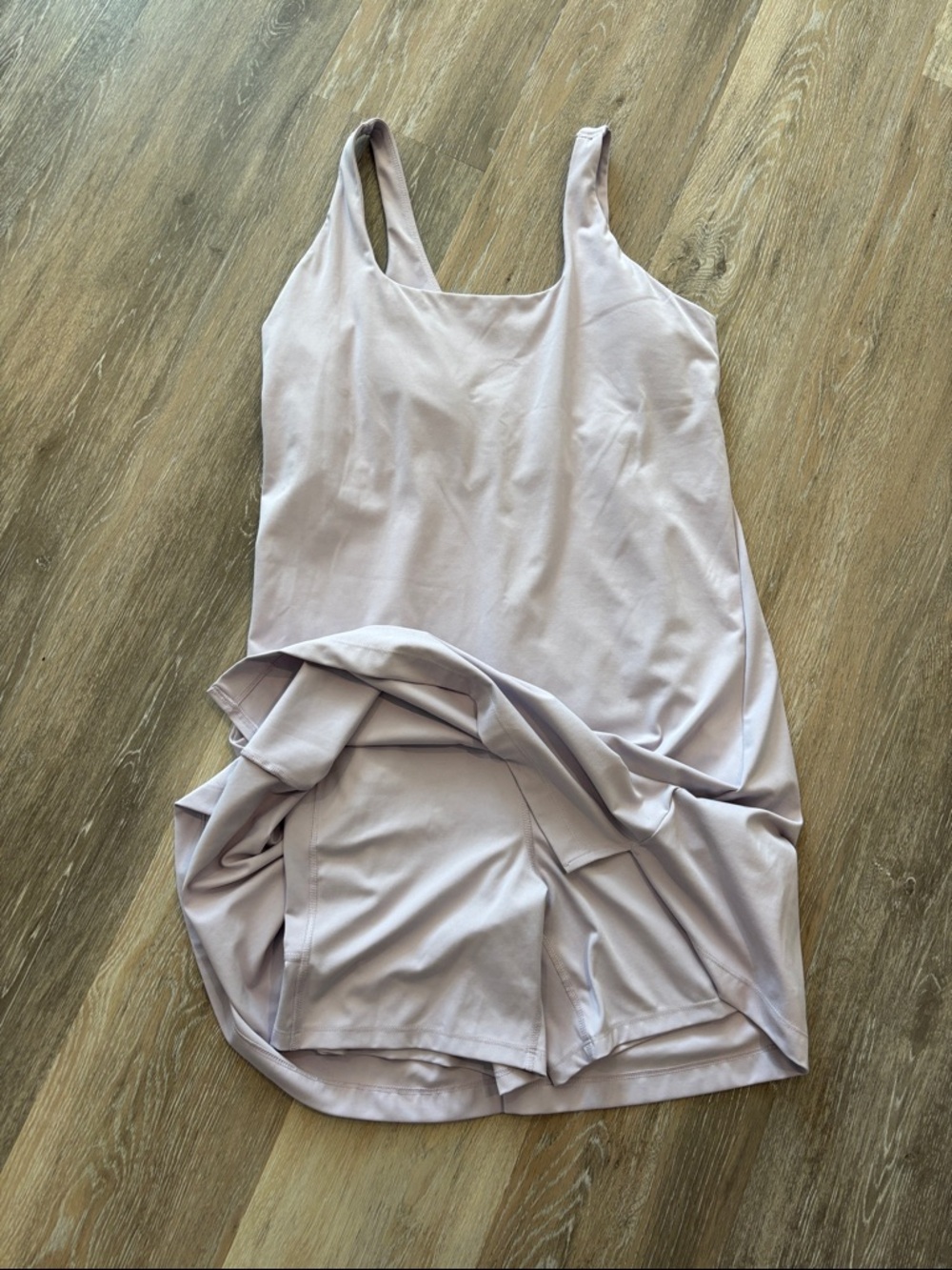 Light Mauve Lavender Purple Athletic Spandex Tank Dress with Shorts